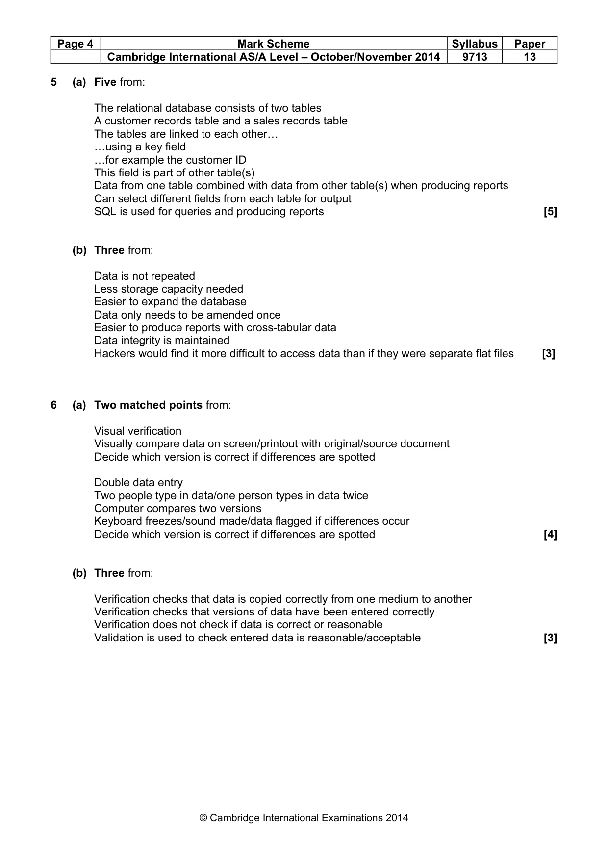 Mark scheme, page 4 of 7