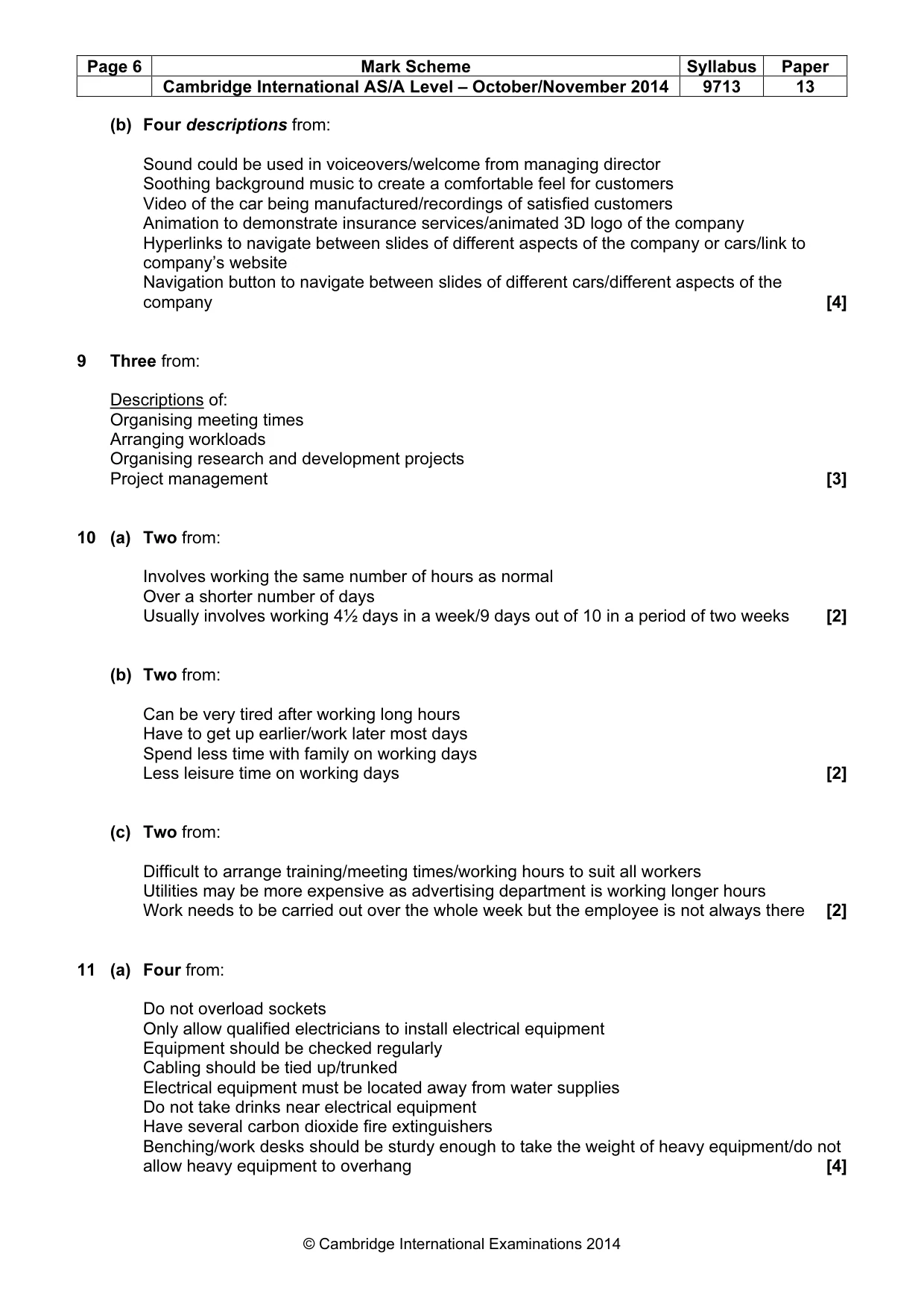 Mark scheme, page 6 of 7