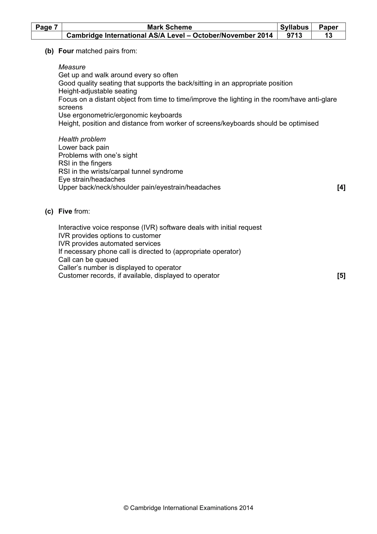 Mark scheme, page 7 of 7