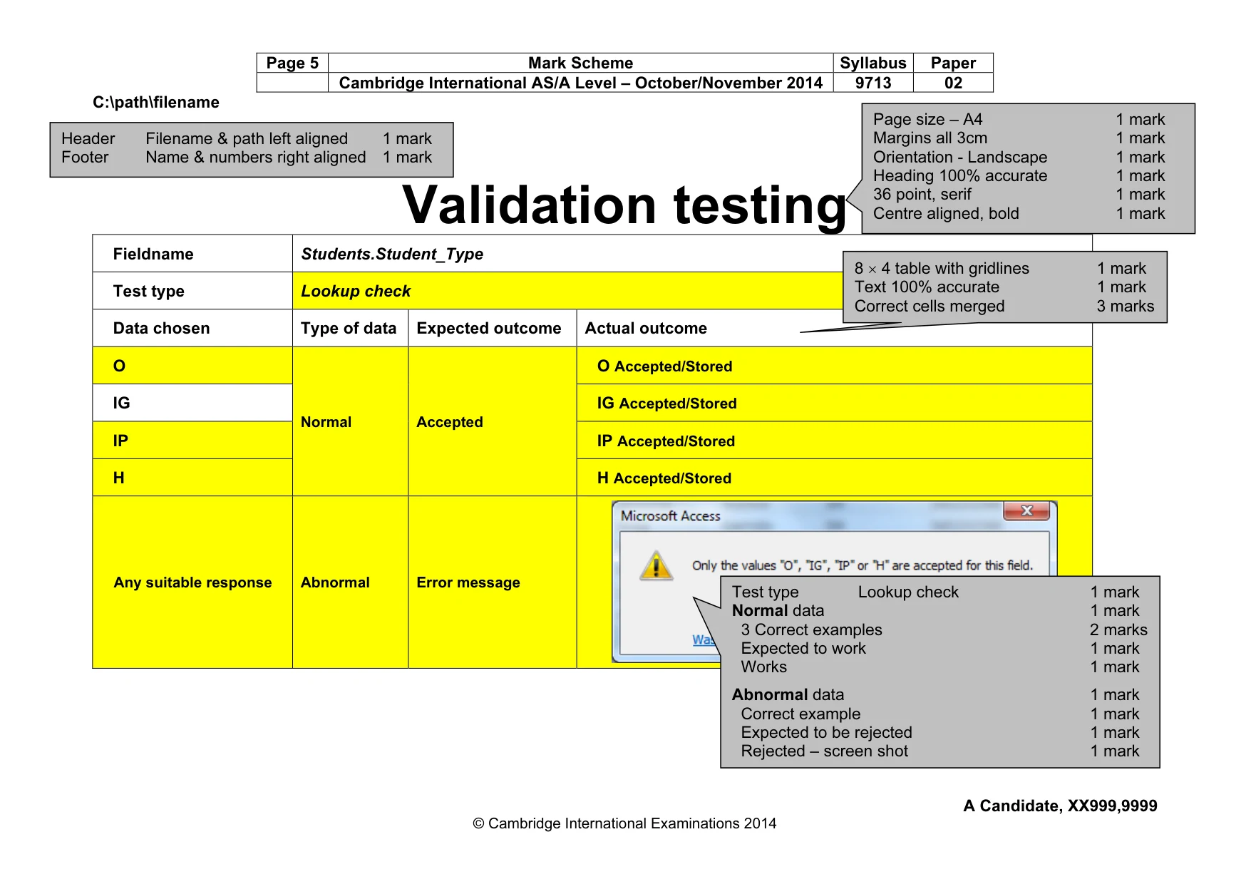 Mark scheme, page 5 of 11