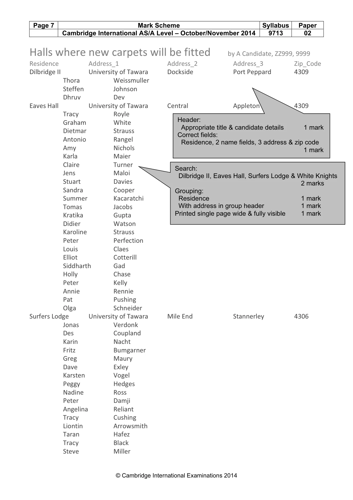 Mark scheme, page 7 of 11