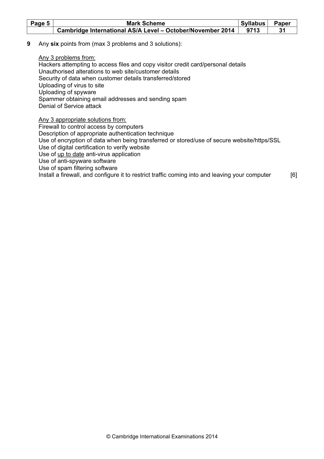 Mark scheme, page 5 of 7