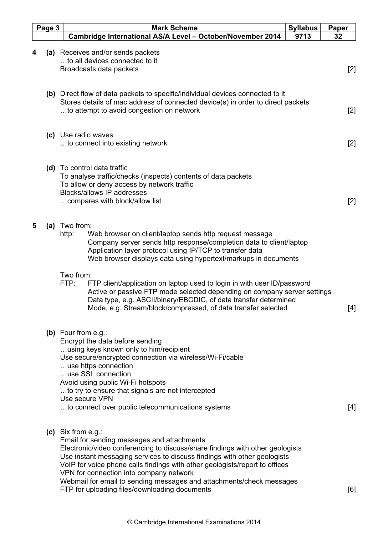 Mark scheme, page 3 of 7