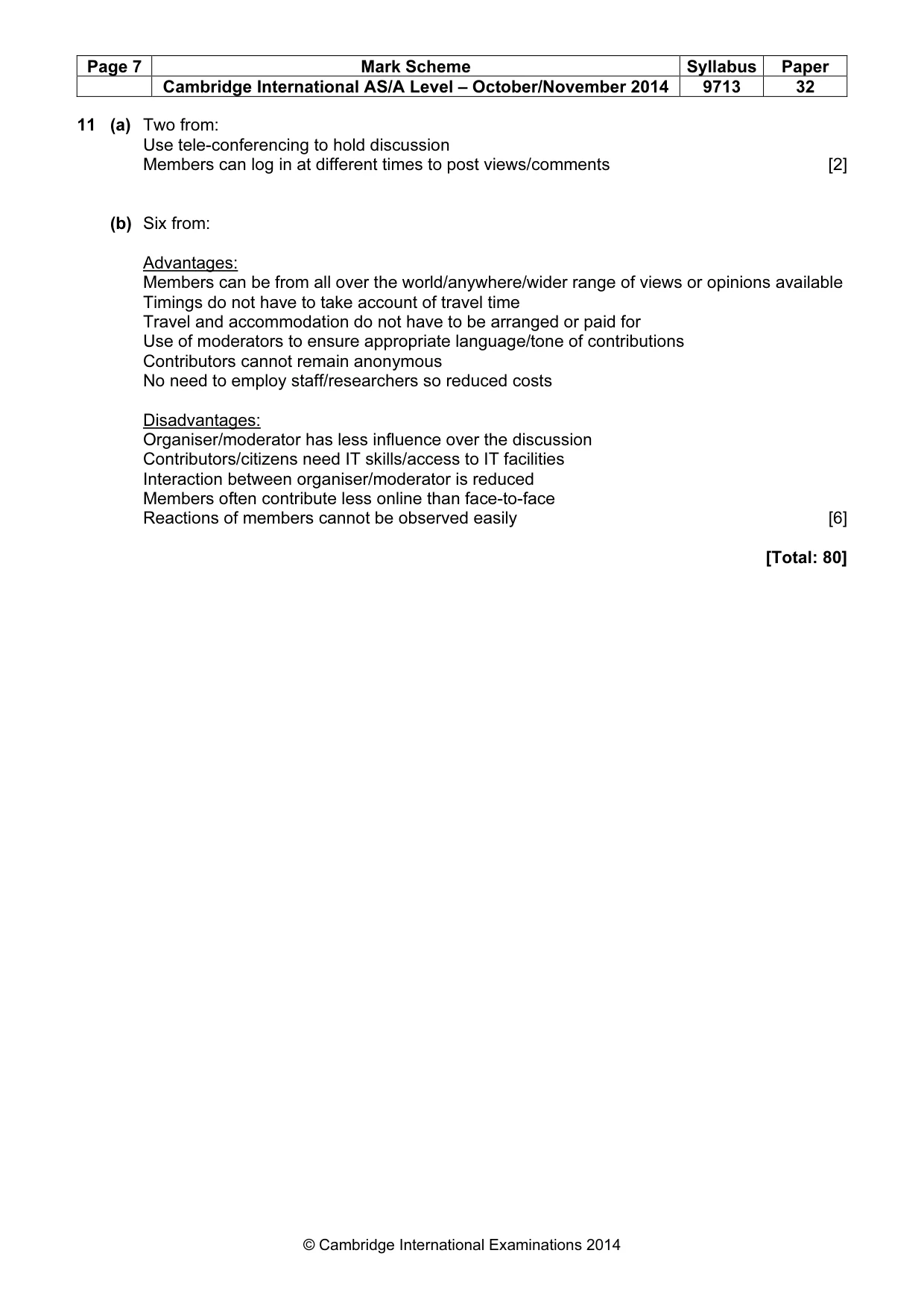 Mark scheme, page 7 of 7