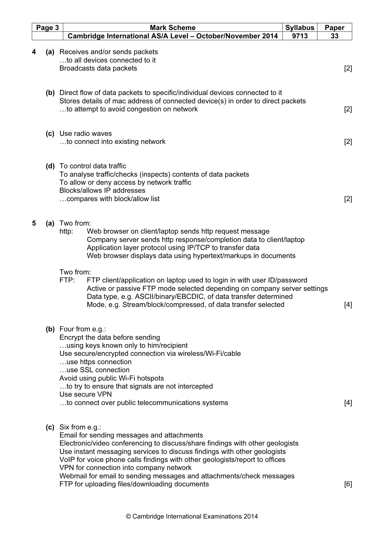 Mark scheme, page 3 of 7