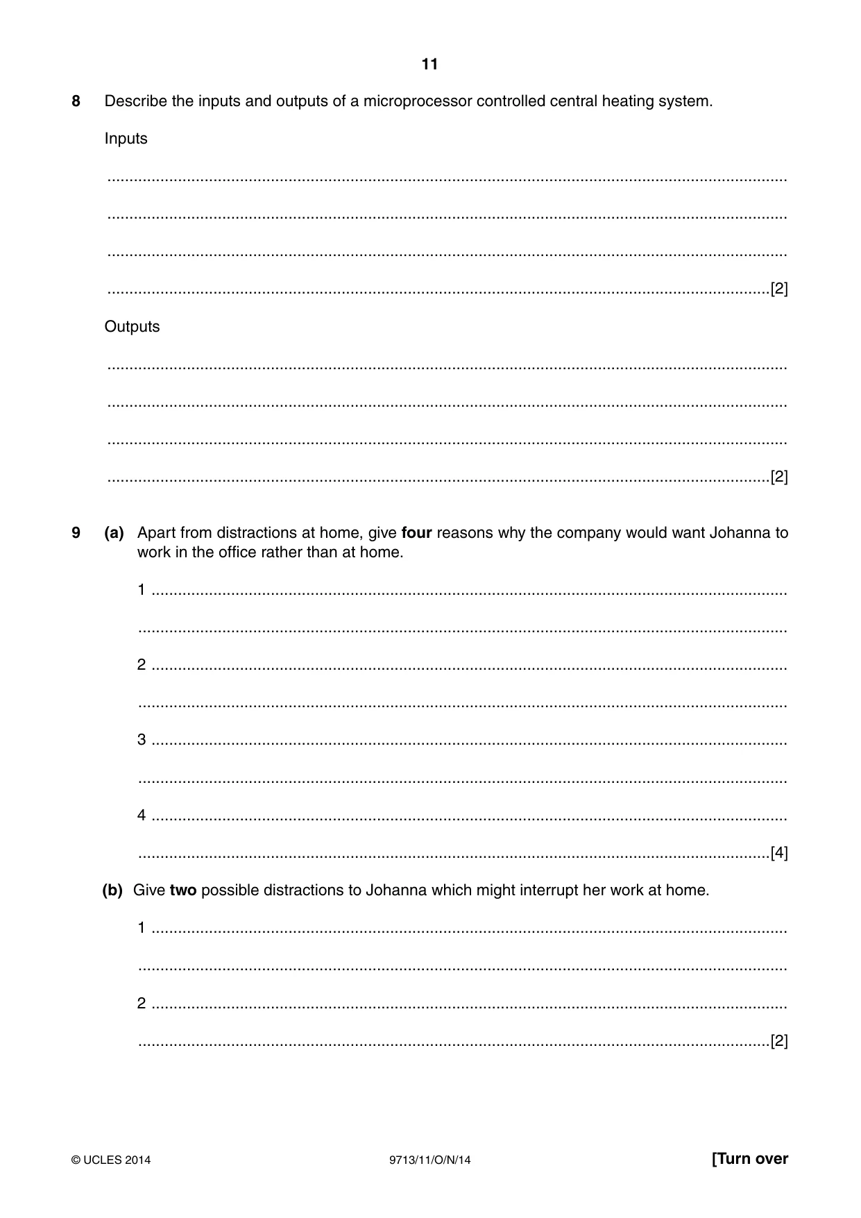 Cambridge A Level Applied Information and Communication Technology 9713 2014 Oct/Nov Paper 1 · Variant 1 question paper, page 11 of 16