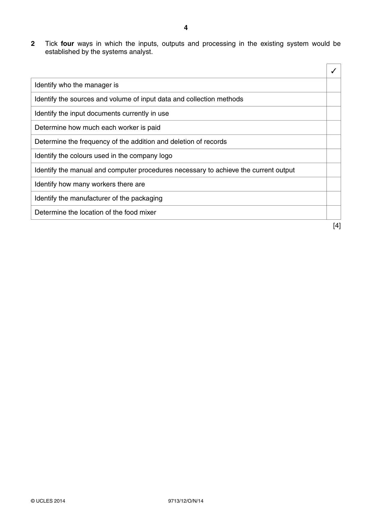 Cambridge A Level Applied Information and Communication Technology 9713 2014 Oct/Nov Paper 1 · Variant 2 question paper, page 4 of 16