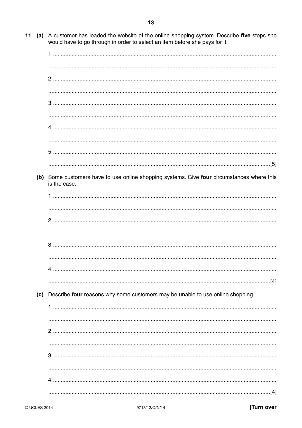 Cambridge A Level Applied Information and Communication Technology 9713 2014 Oct/Nov Paper 1 · Variant 2 question paper, page 13 of 16
