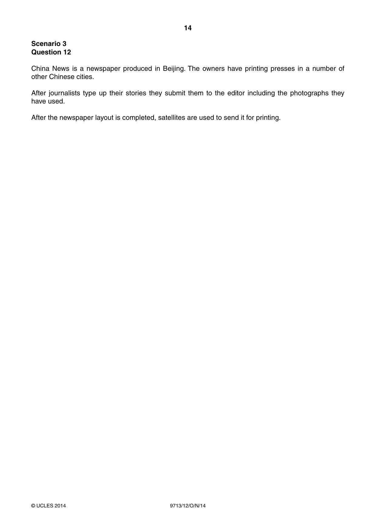 Cambridge A Level Applied Information and Communication Technology 9713 2014 Oct/Nov Paper 1 · Variant 2 question paper, page 14 of 16