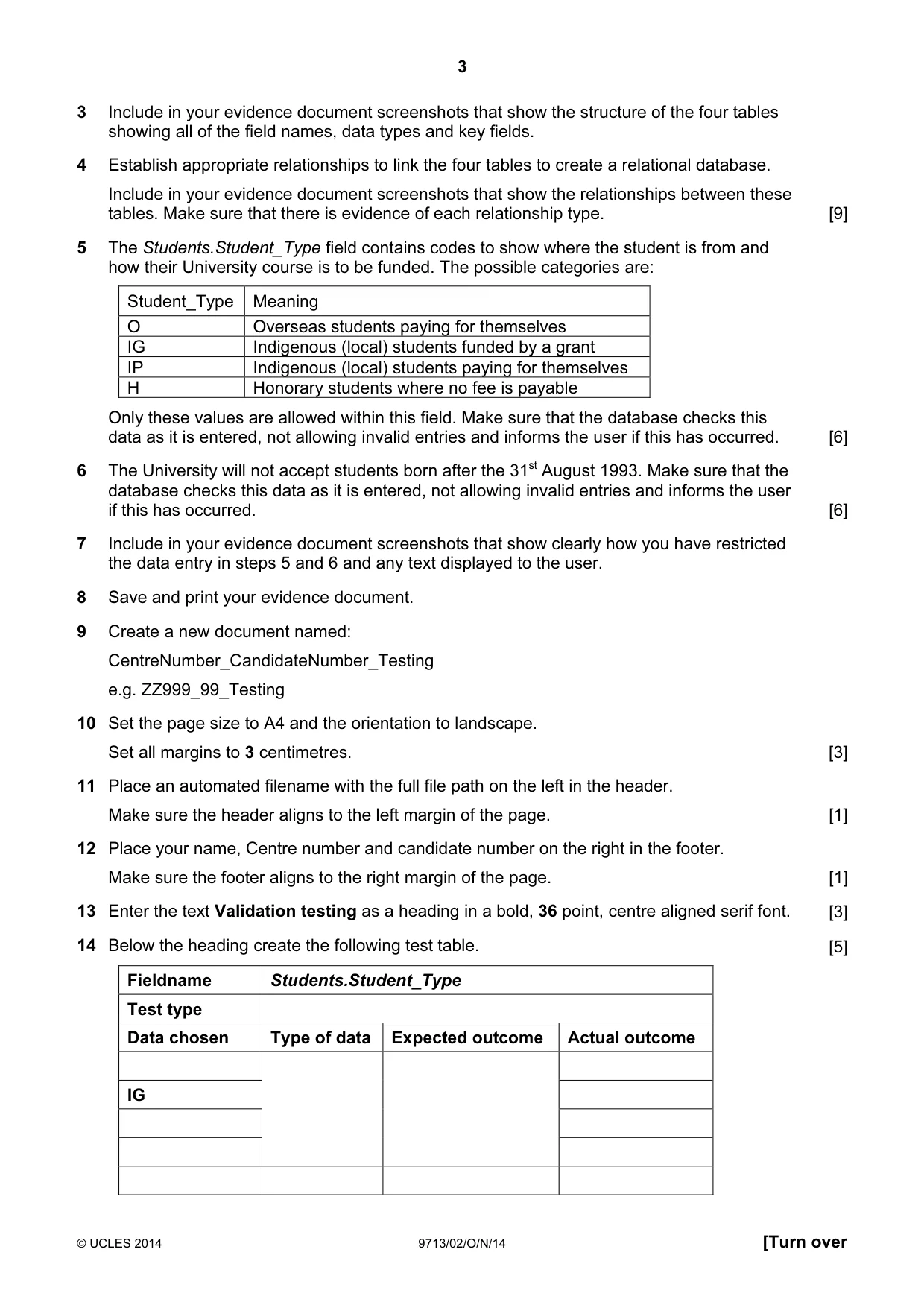 Cambridge A Level Applied Information and Communication Technology 9713 2014 Oct/Nov Paper 2 · Variant 1 question paper, page 3 of 4