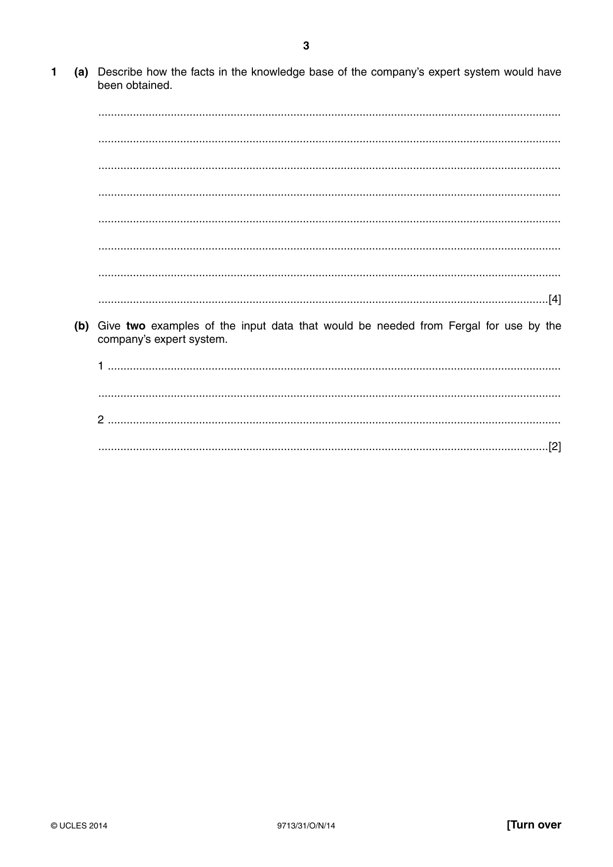 Cambridge A Level Applied Information and Communication Technology 9713 2014 Oct/Nov Paper 3 · Variant 1 question paper, page 3 of 16