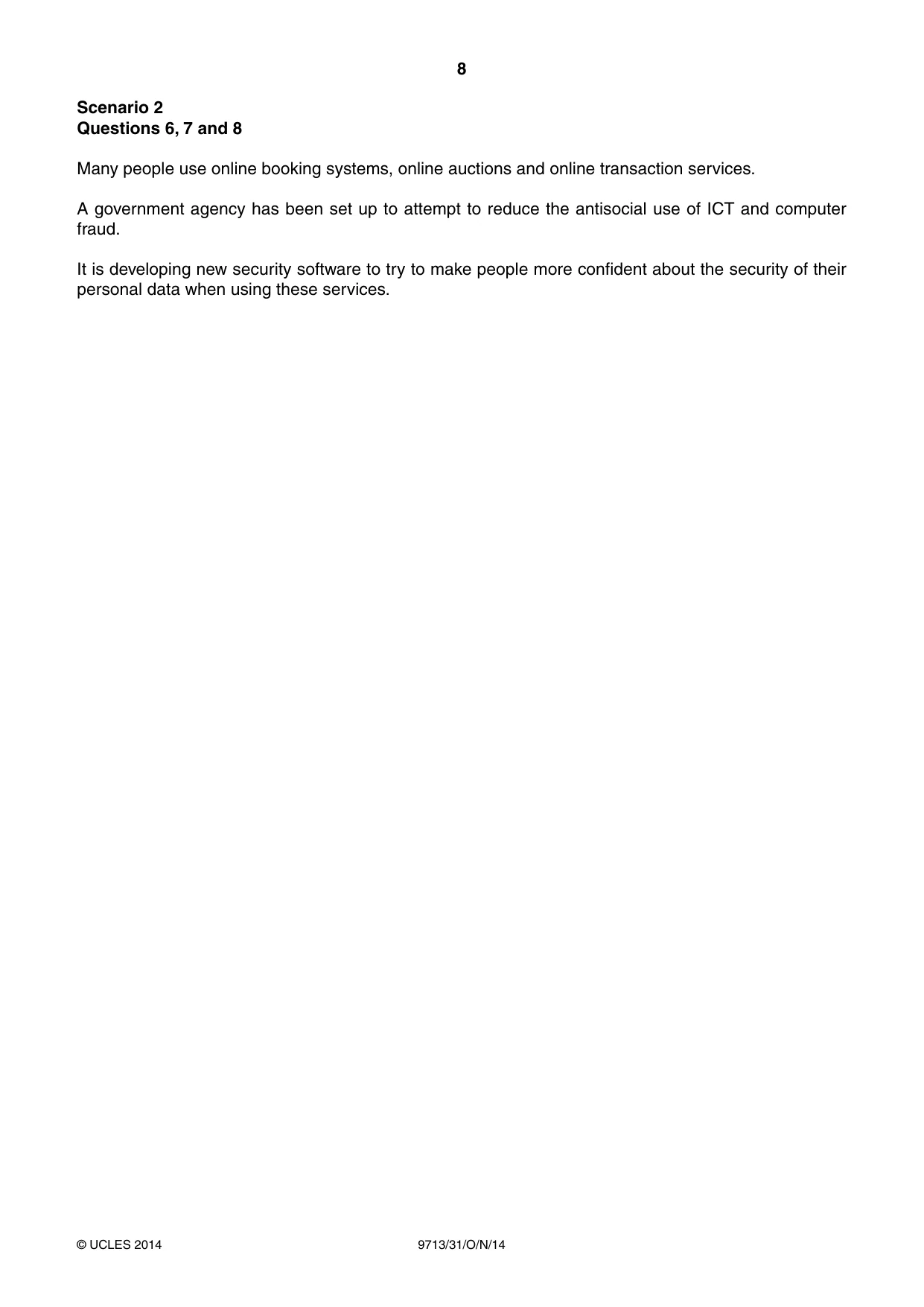 Cambridge A Level Applied Information and Communication Technology 9713 2014 Oct/Nov Paper 3 · Variant 1 question paper, page 8 of 16