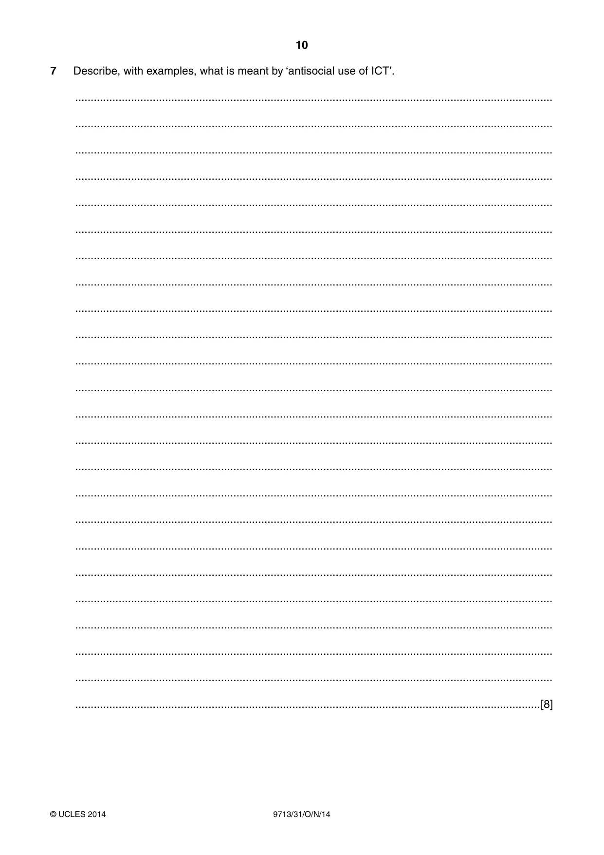 Cambridge A Level Applied Information and Communication Technology 9713 2014 Oct/Nov Paper 3 · Variant 1 question paper, page 10 of 16