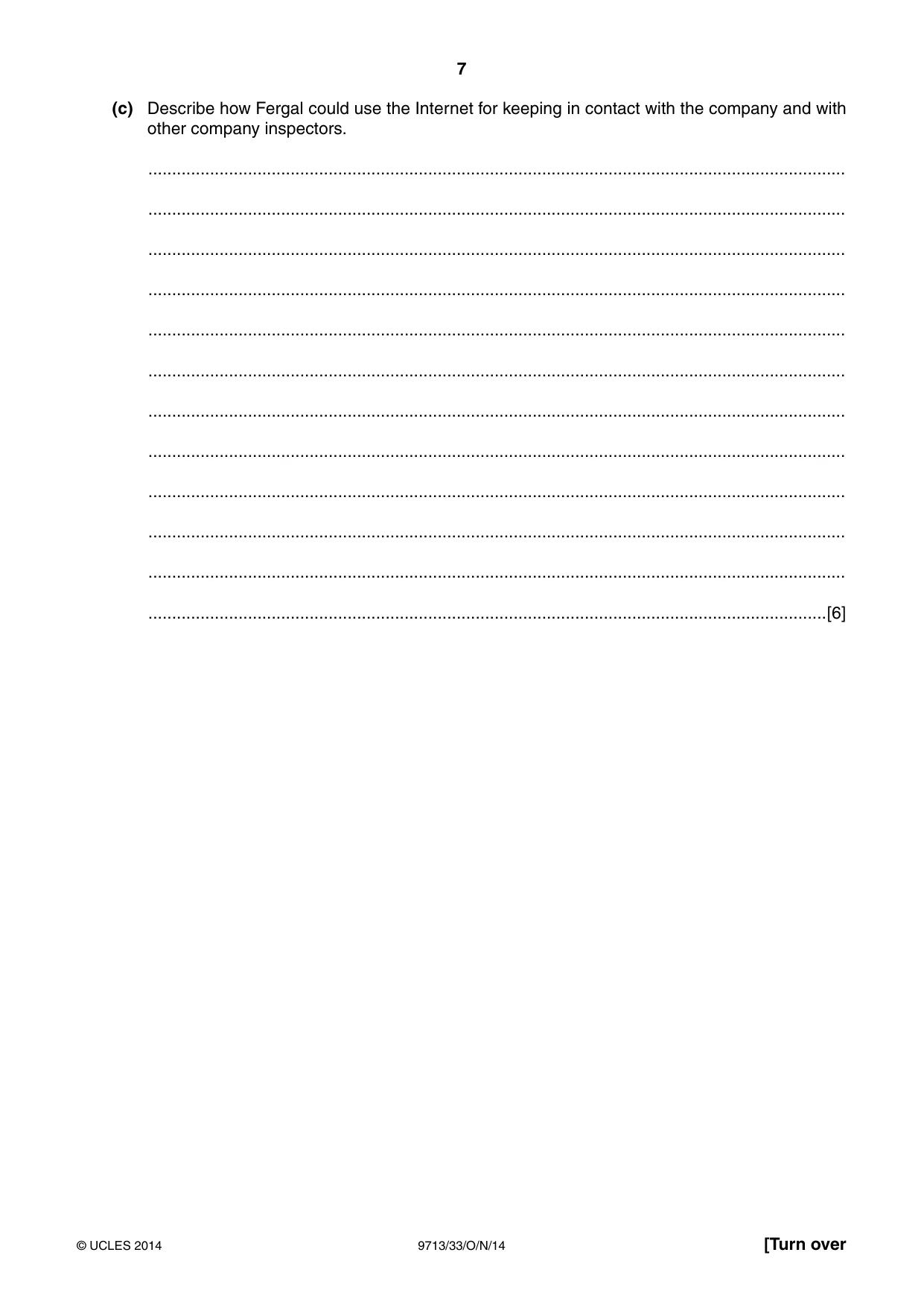 Cambridge A Level Applied Information and Communication Technology 9713 2014 Oct/Nov Paper 3 · Variant 3 question paper, page 7 of 16