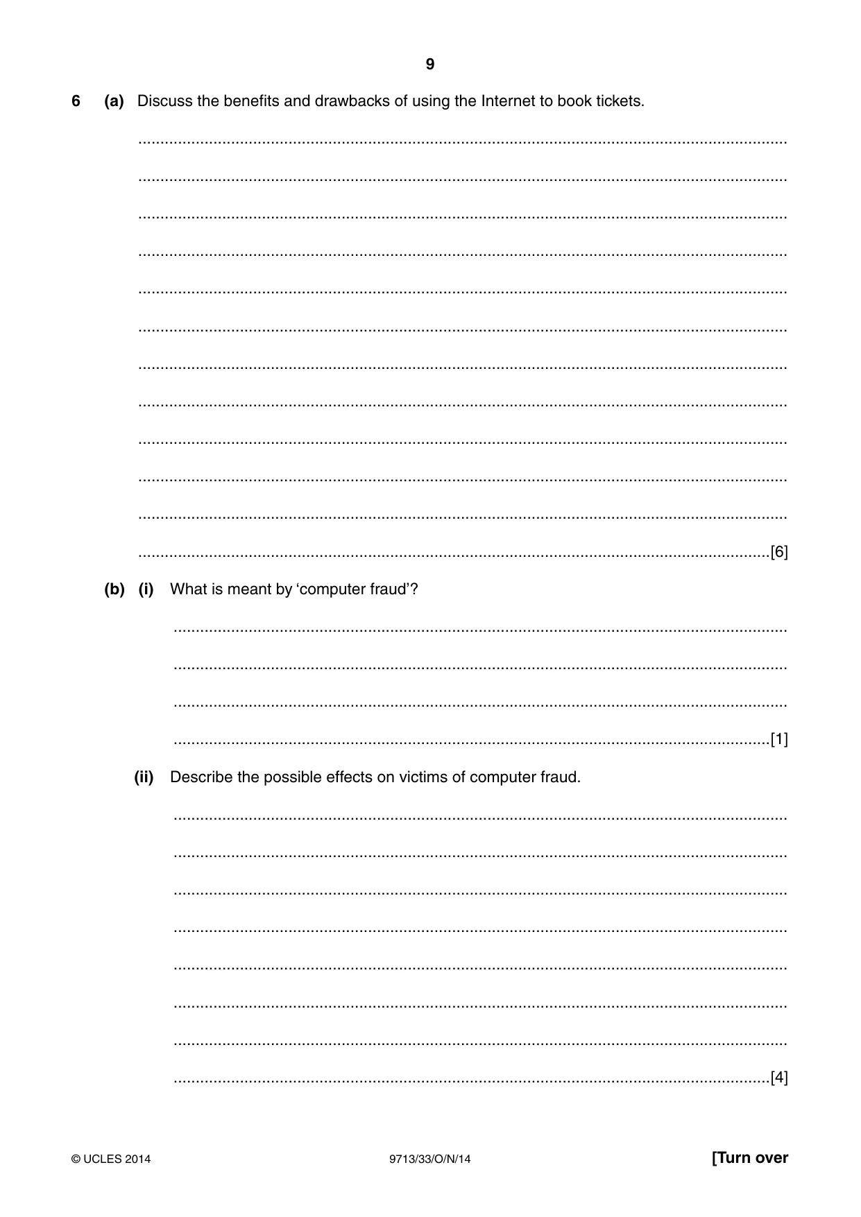Cambridge A Level Applied Information and Communication Technology 9713 2014 Oct/Nov Paper 3 · Variant 3 question paper, page 9 of 16
