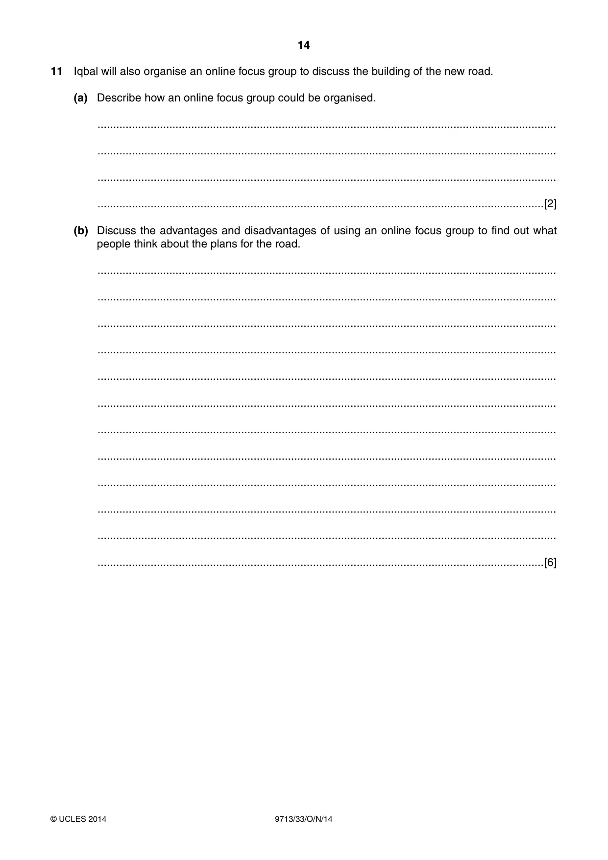 Cambridge A Level Applied Information and Communication Technology 9713 2014 Oct/Nov Paper 3 · Variant 3 question paper, page 14 of 16