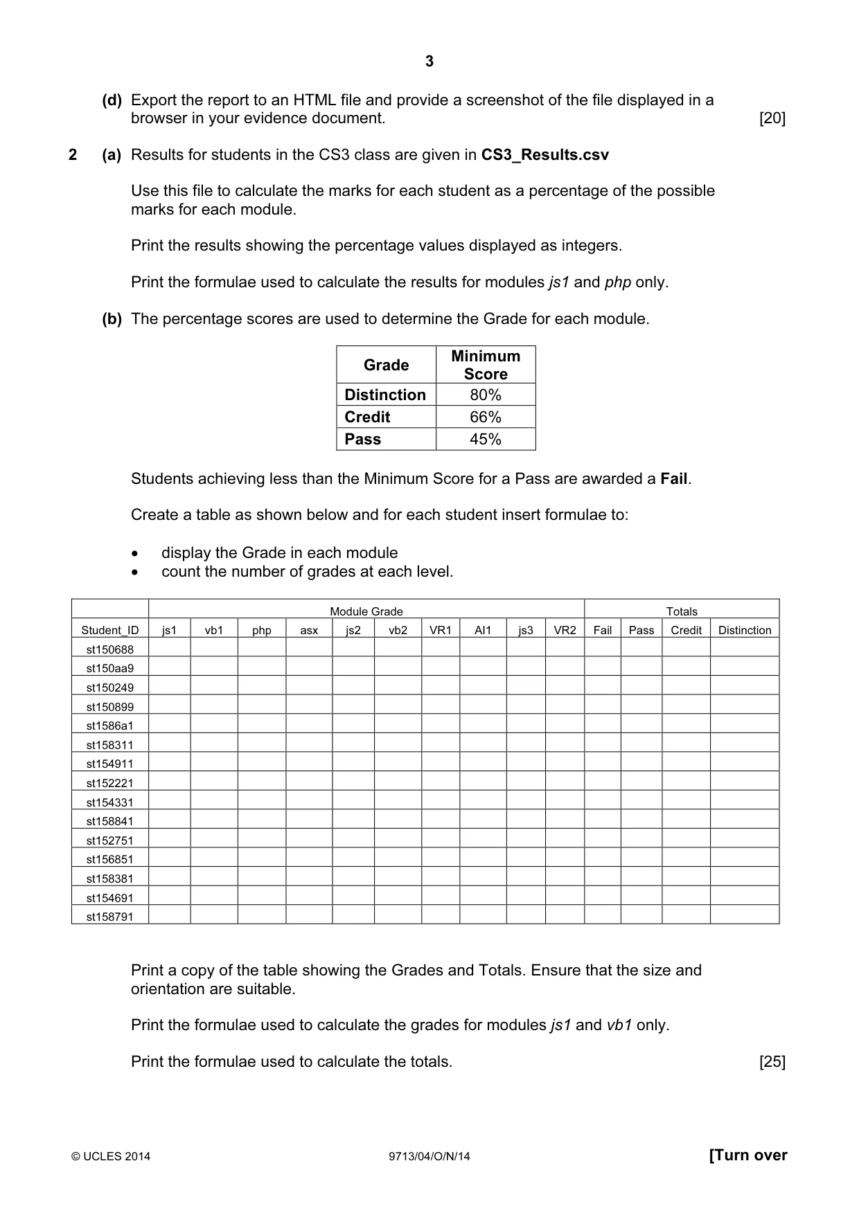 Cambridge A Level Applied Information and Communication Technology 9713 2014 Oct/Nov Paper 4 · Variant 1 question paper, page 3 of 8