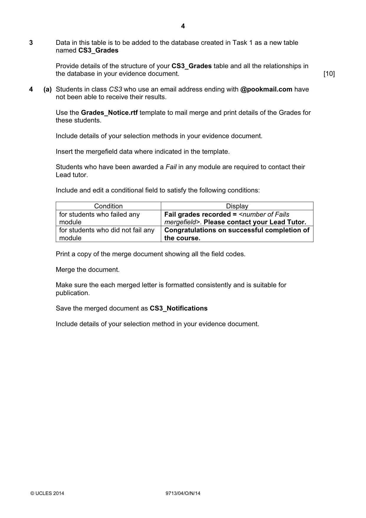Cambridge A Level Applied Information and Communication Technology 9713 2014 Oct/Nov Paper 4 · Variant 1 question paper, page 4 of 8
