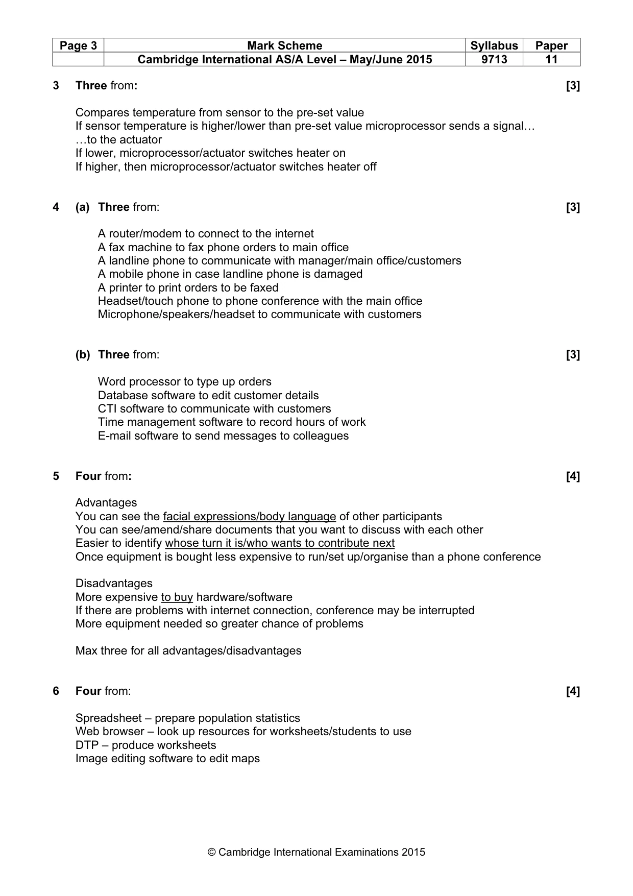 Mark scheme, page 3 of 7