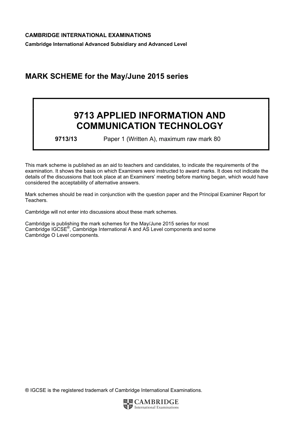 Mark scheme, page 1 of 8