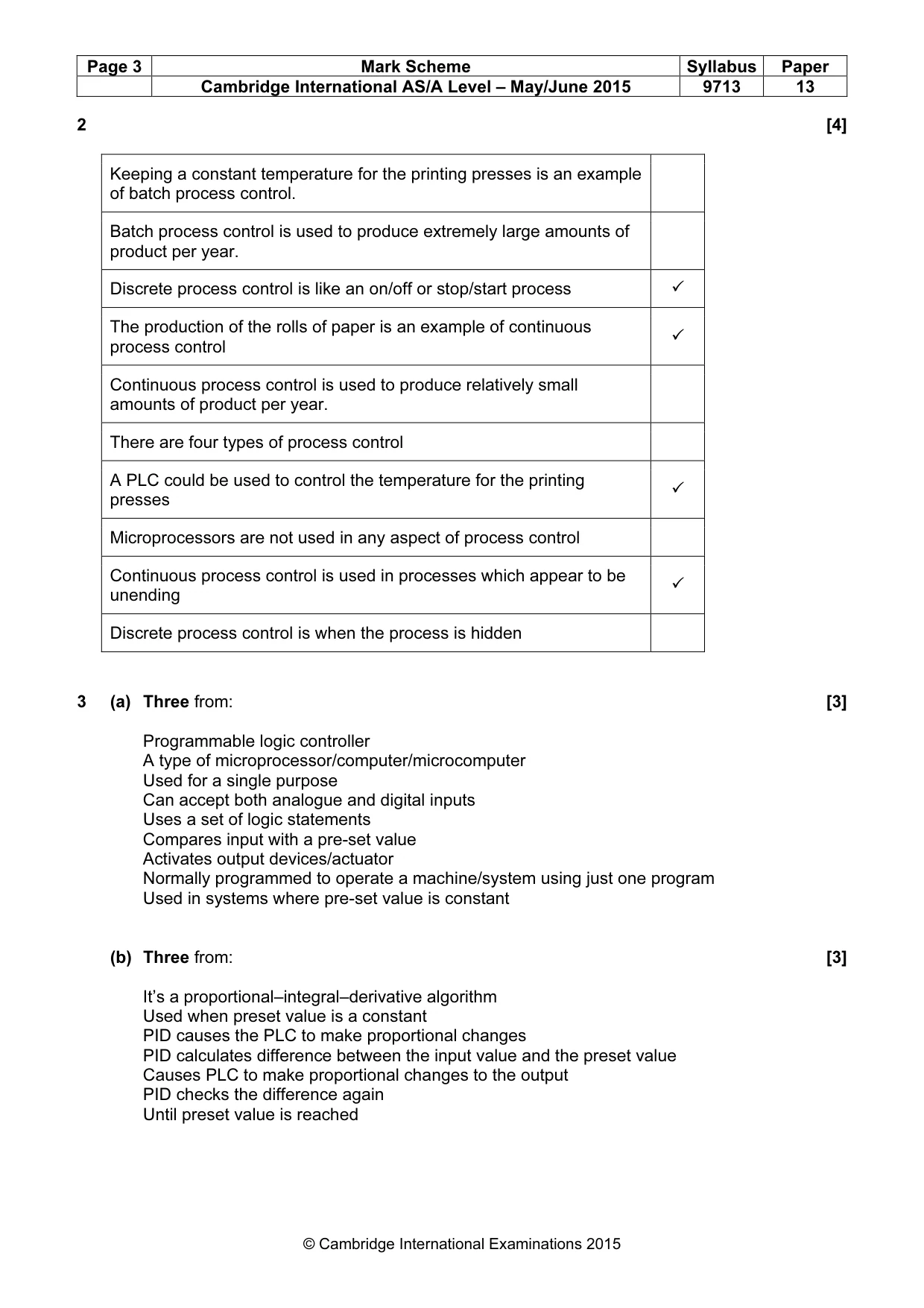 Mark scheme, page 3 of 8