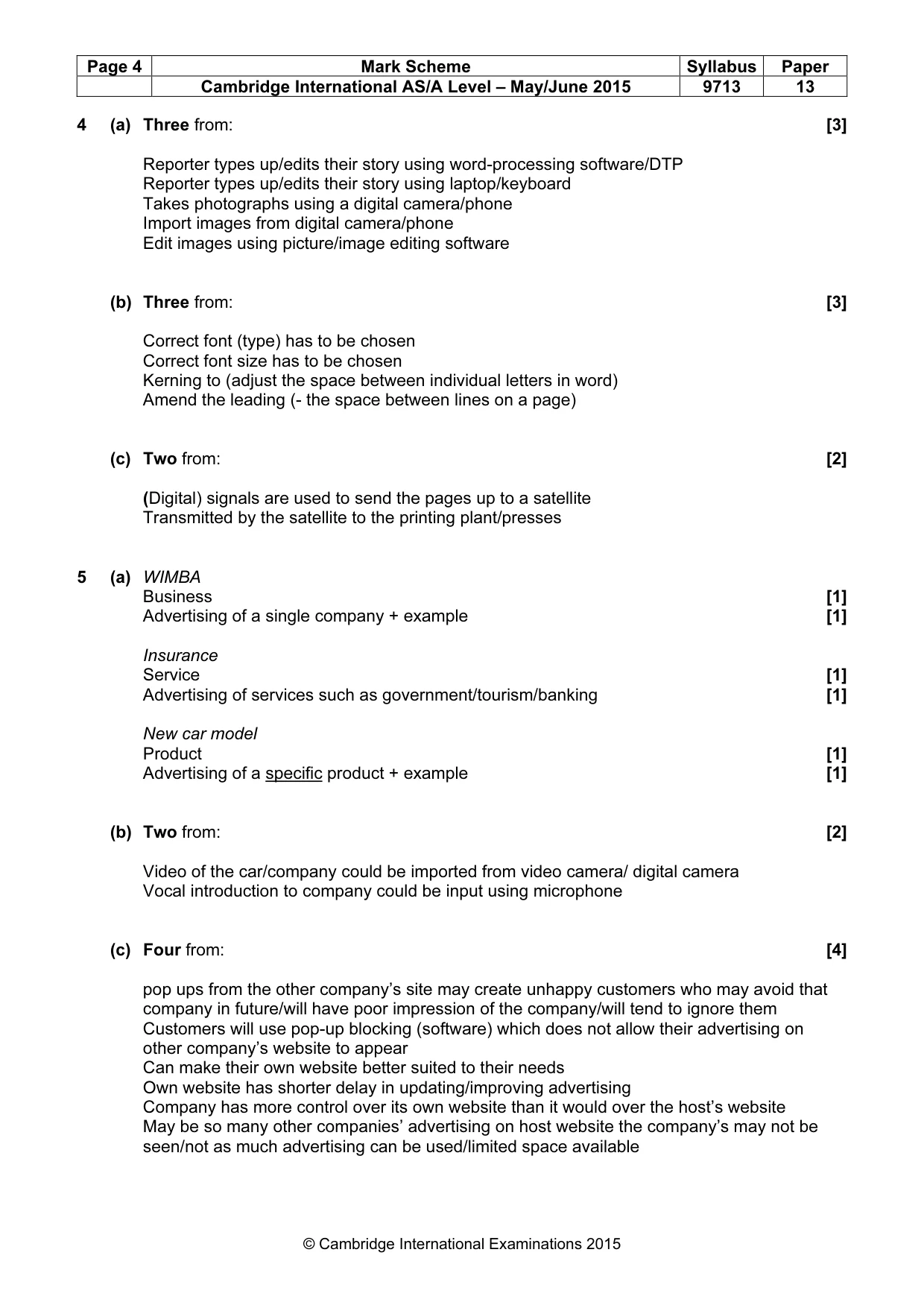 Mark scheme, page 4 of 8