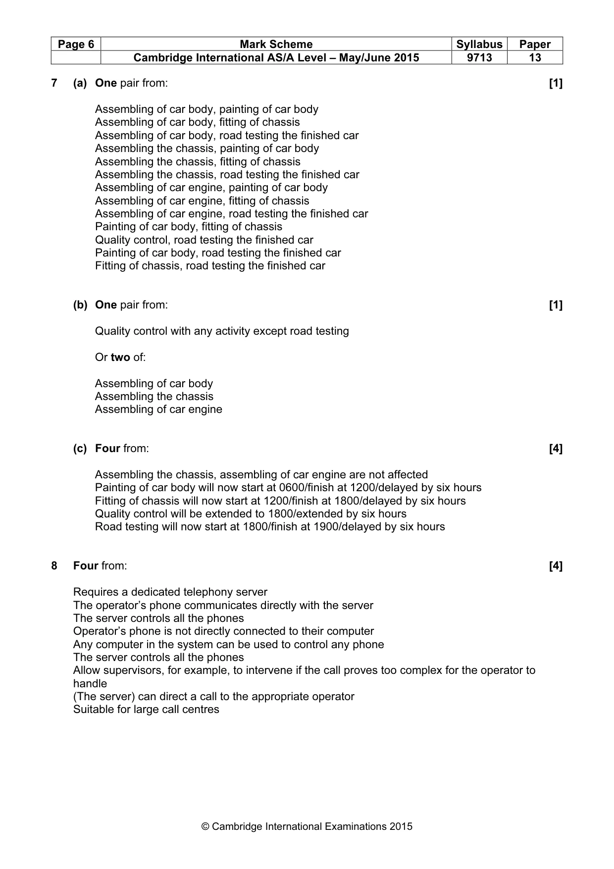 Mark scheme, page 6 of 8