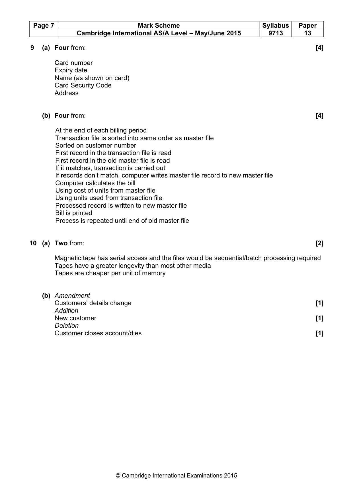 Mark scheme, page 7 of 8