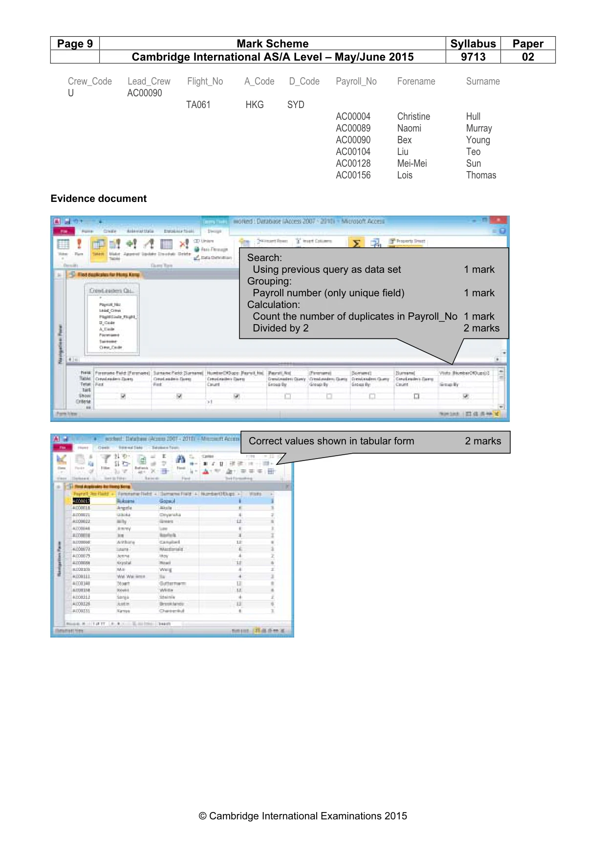 Mark scheme, page 9 of 12