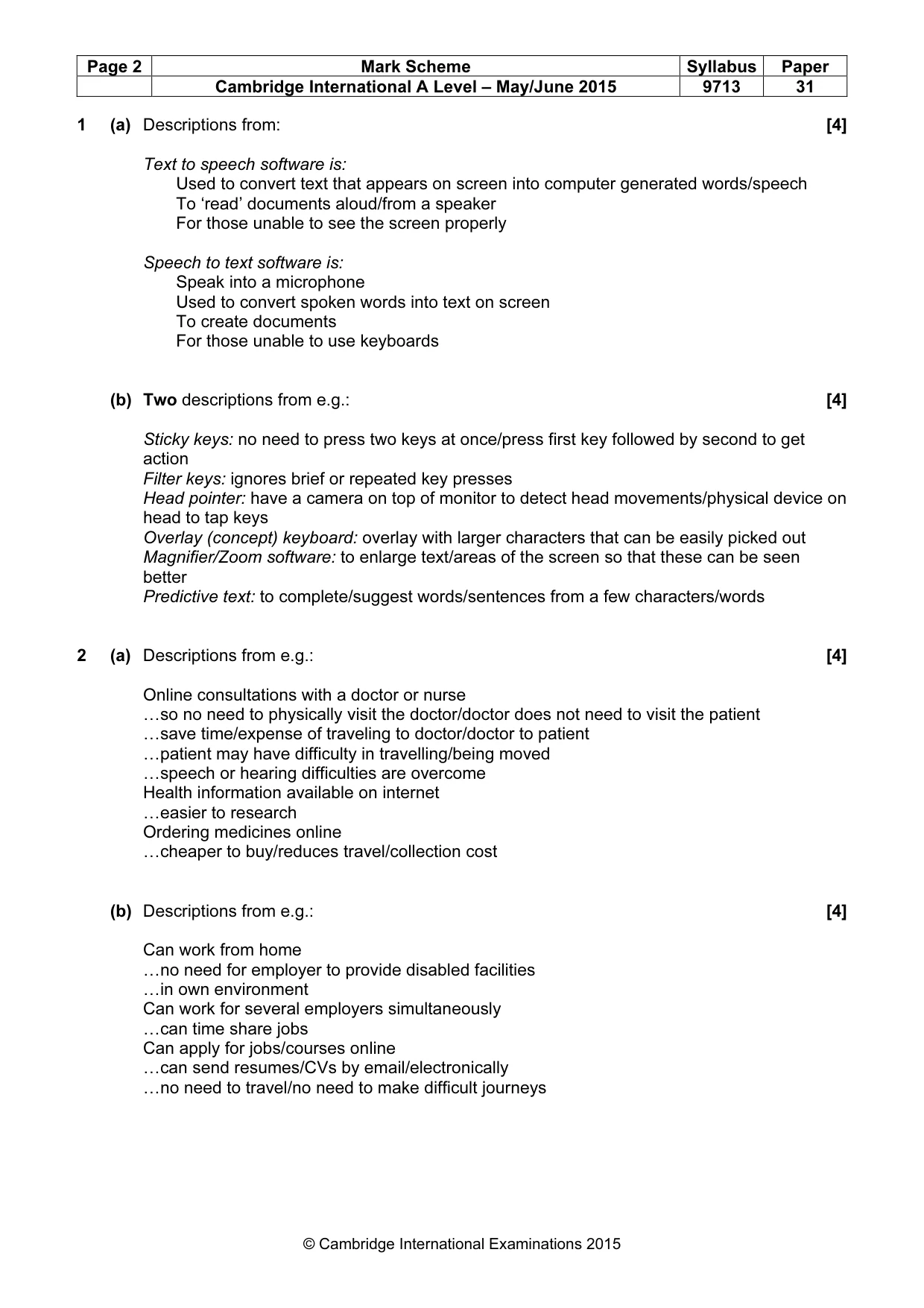 Mark scheme, page 2 of 7