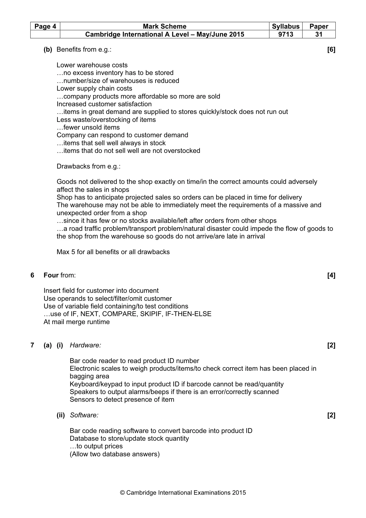 Mark scheme, page 4 of 7