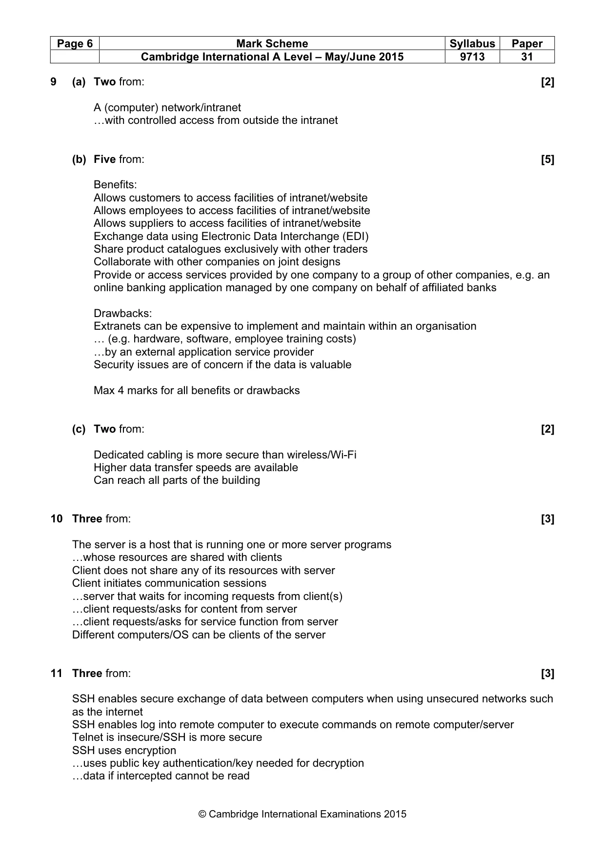 Mark scheme, page 6 of 7