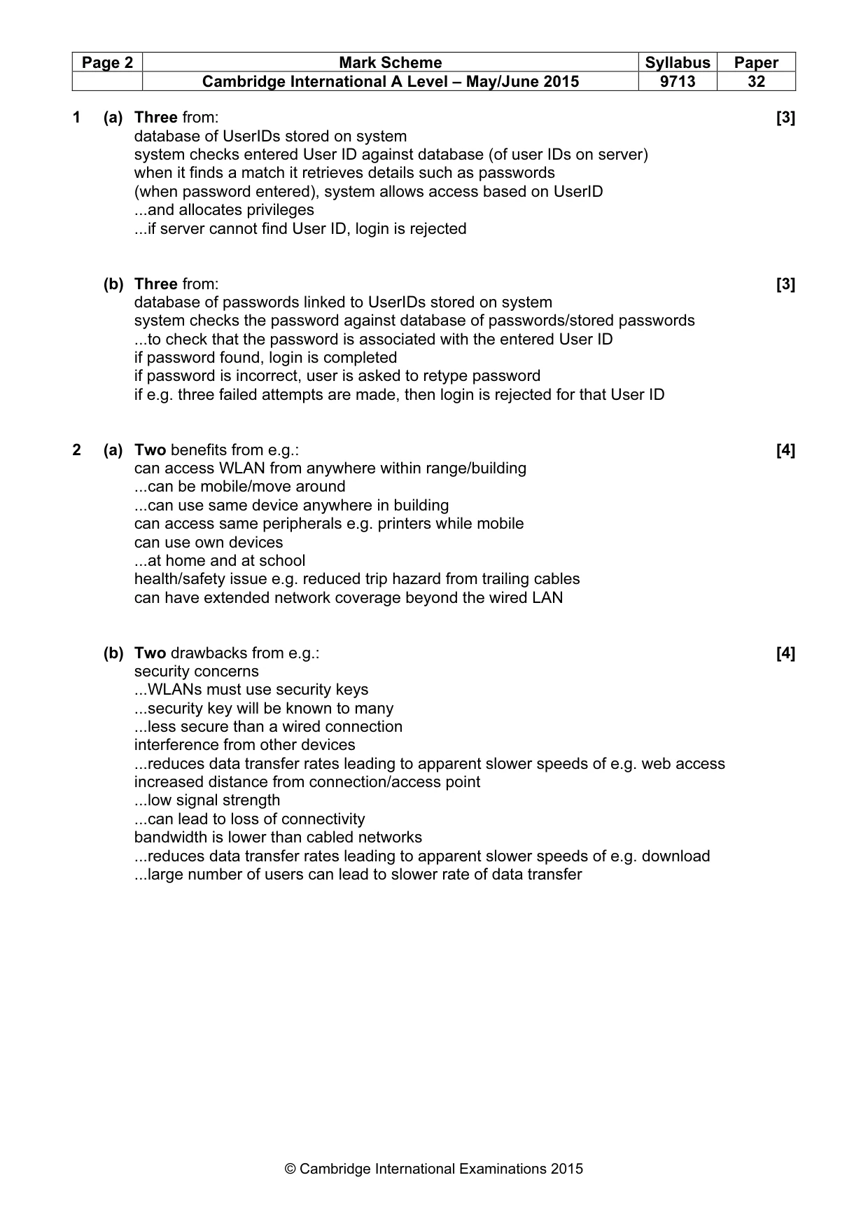 Mark scheme, page 2 of 7