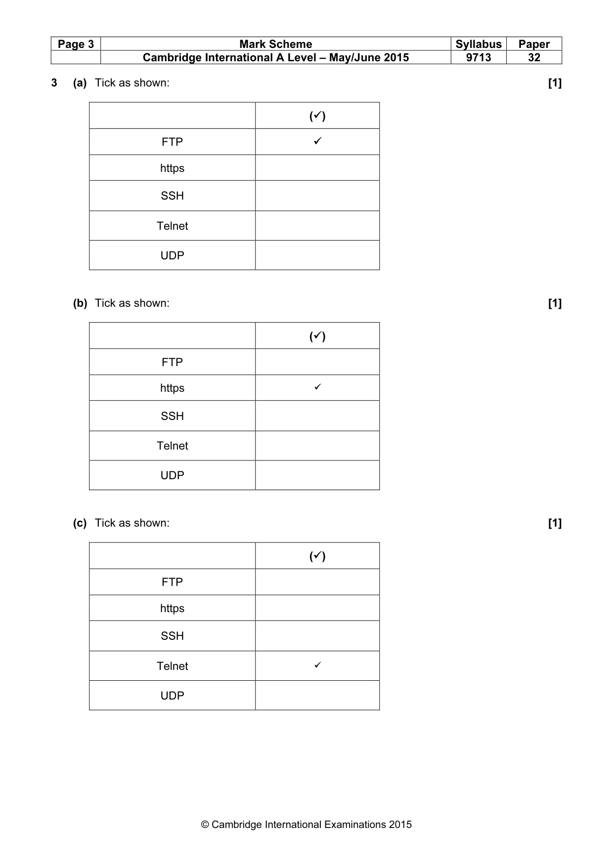Mark scheme, page 3 of 7