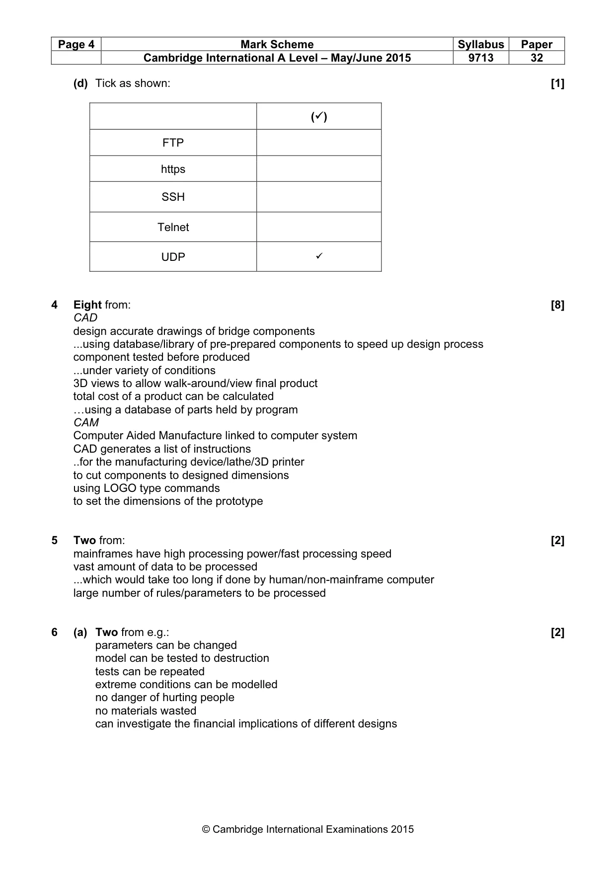 Mark scheme, page 4 of 7