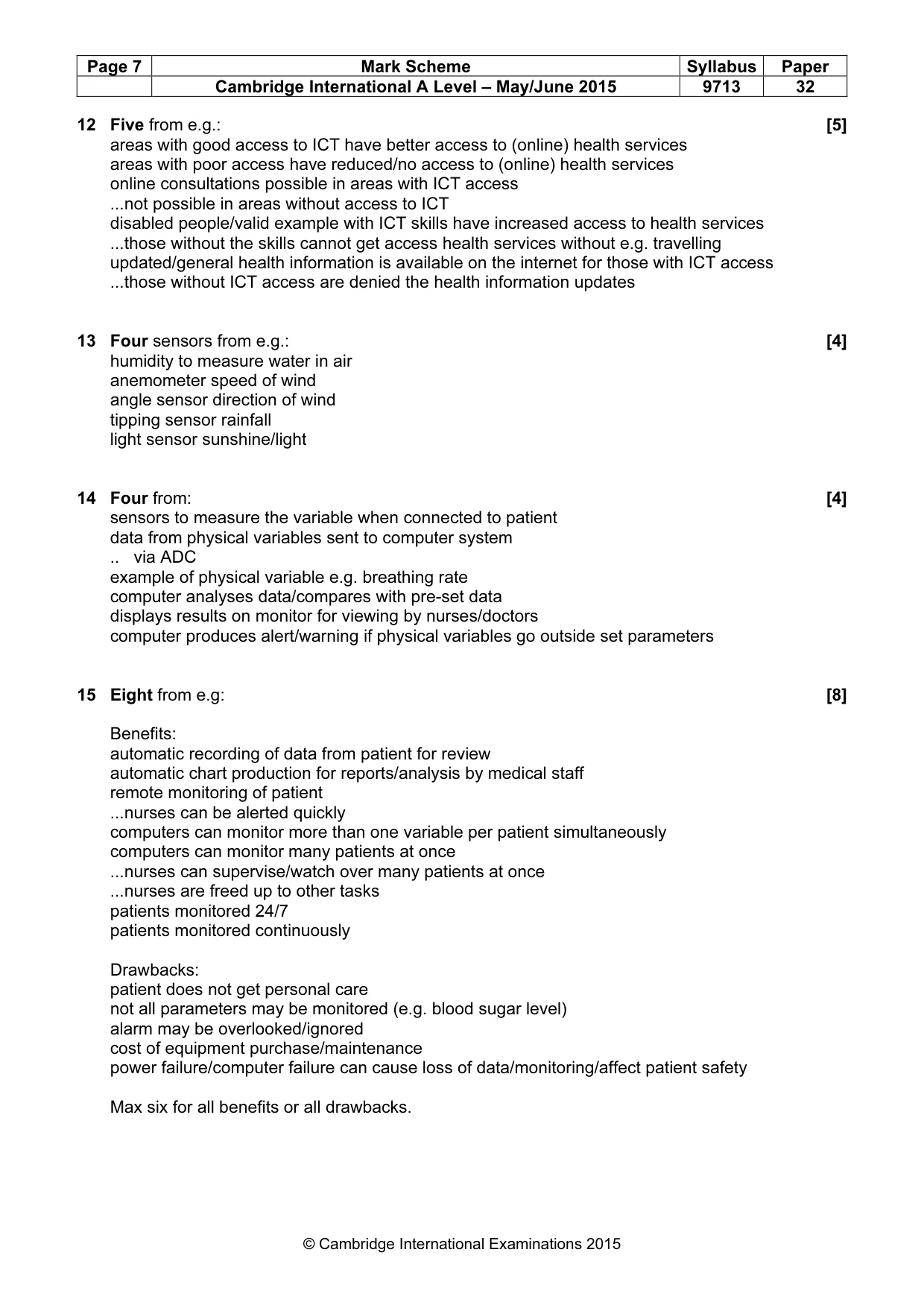 Mark scheme, page 7 of 7