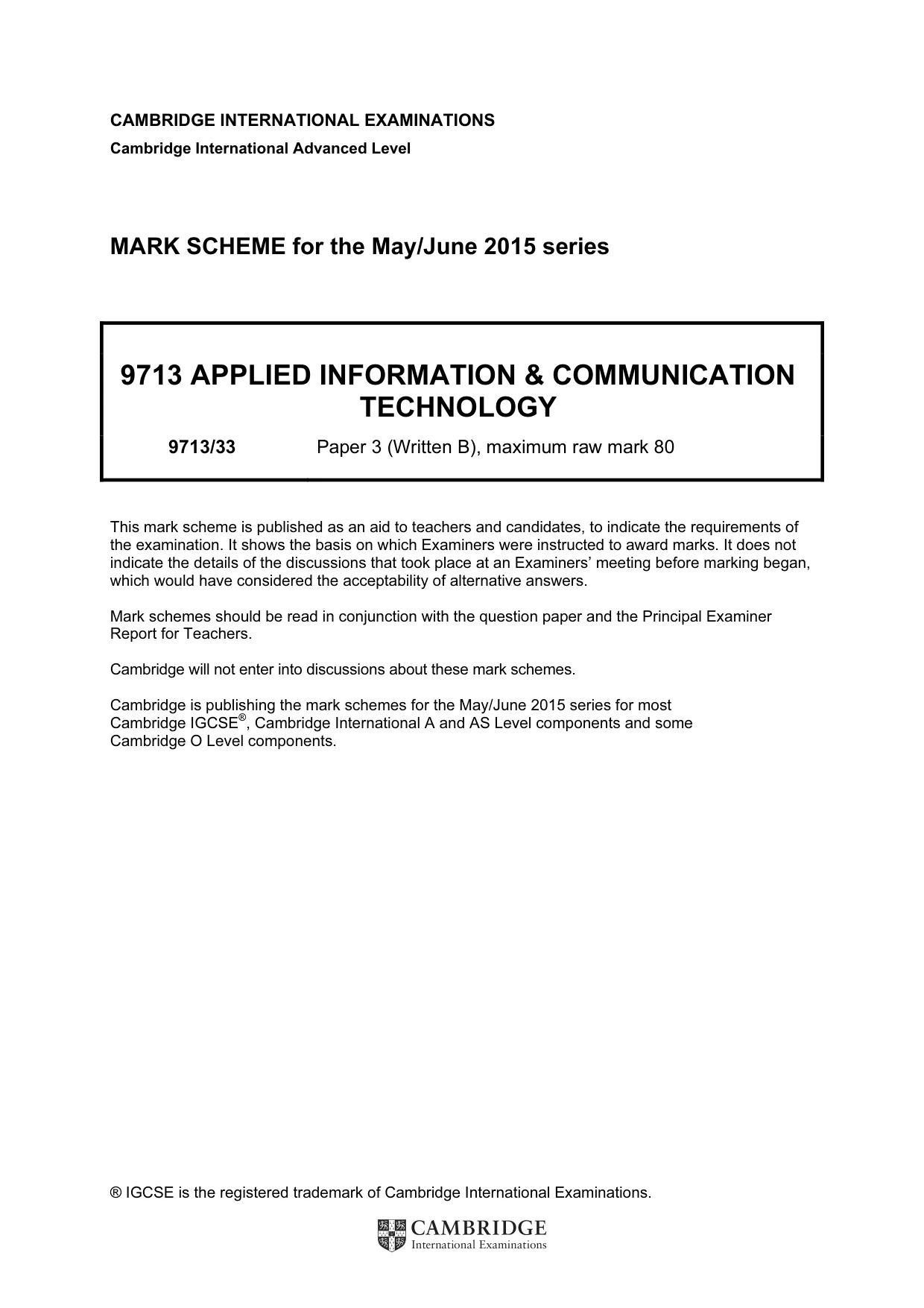 Mark scheme, page 1 of 7
