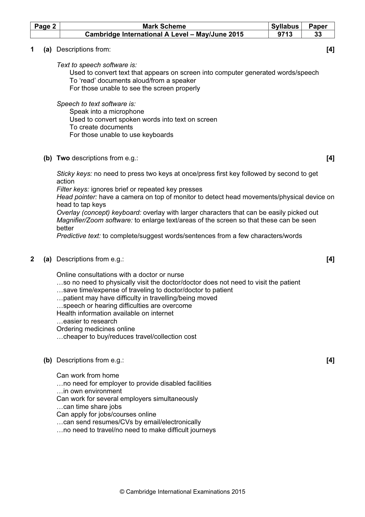 Mark scheme, page 2 of 7