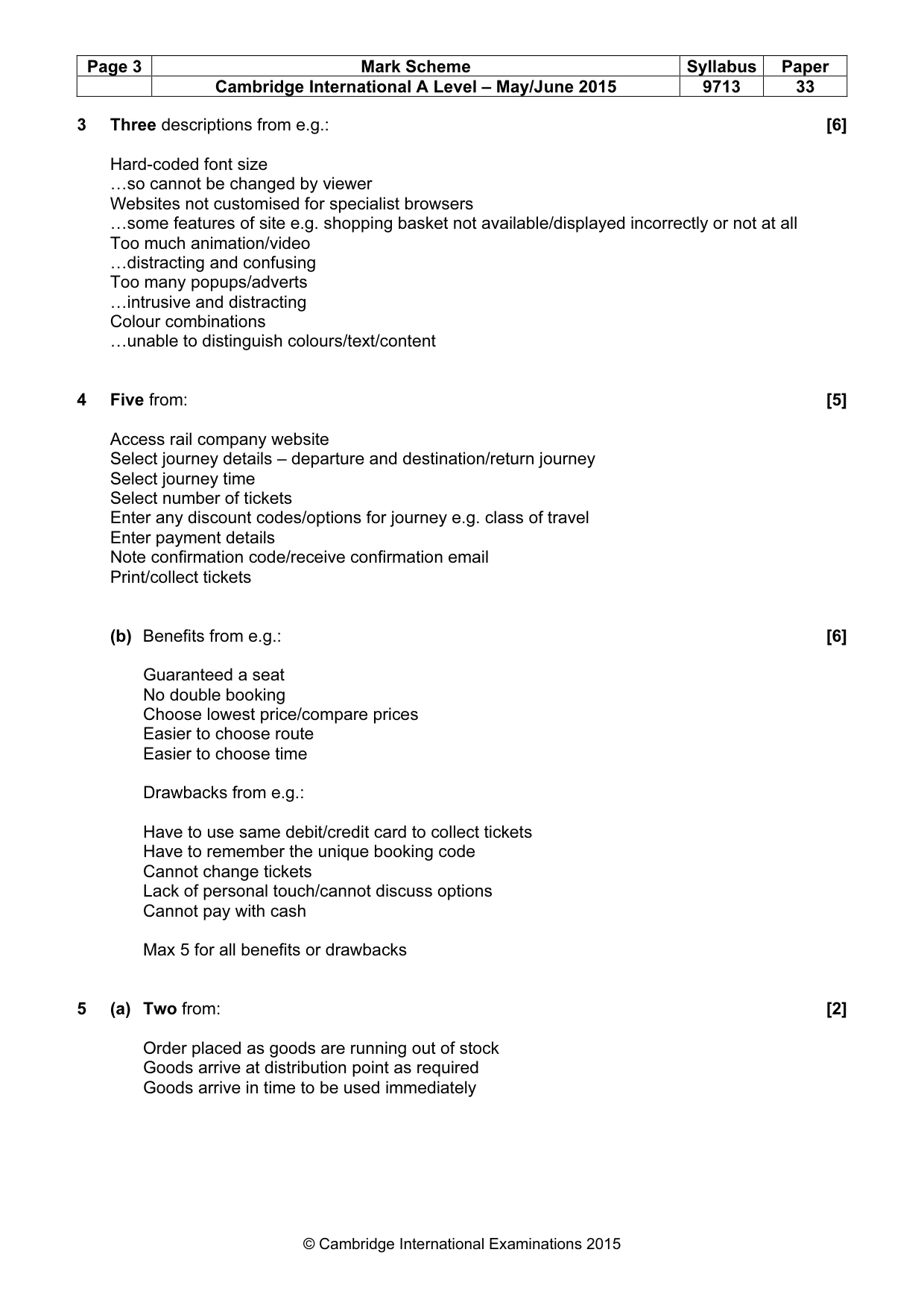 Mark scheme, page 3 of 7