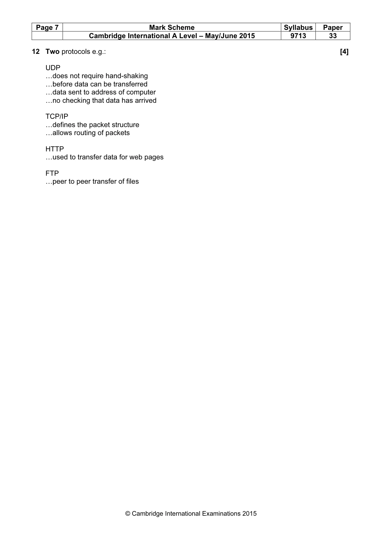 Mark scheme, page 7 of 7