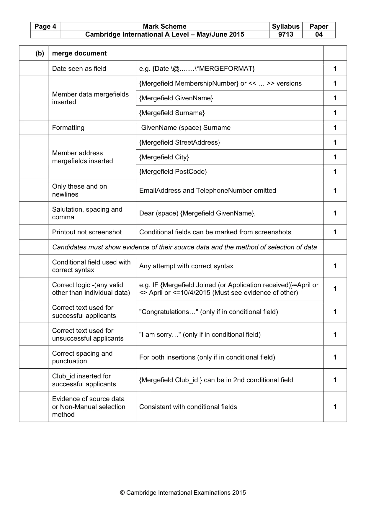 Mark scheme, page 4 of 7