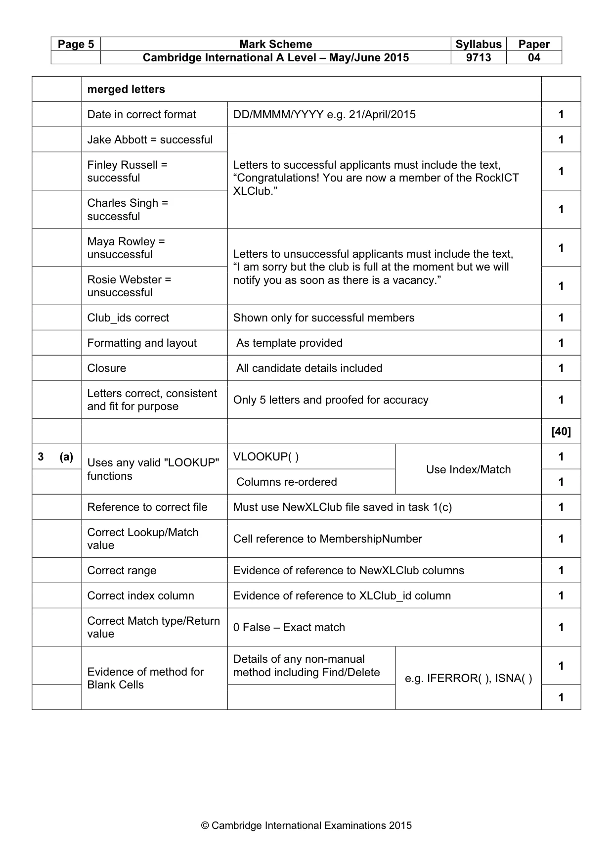 Mark scheme, page 5 of 7