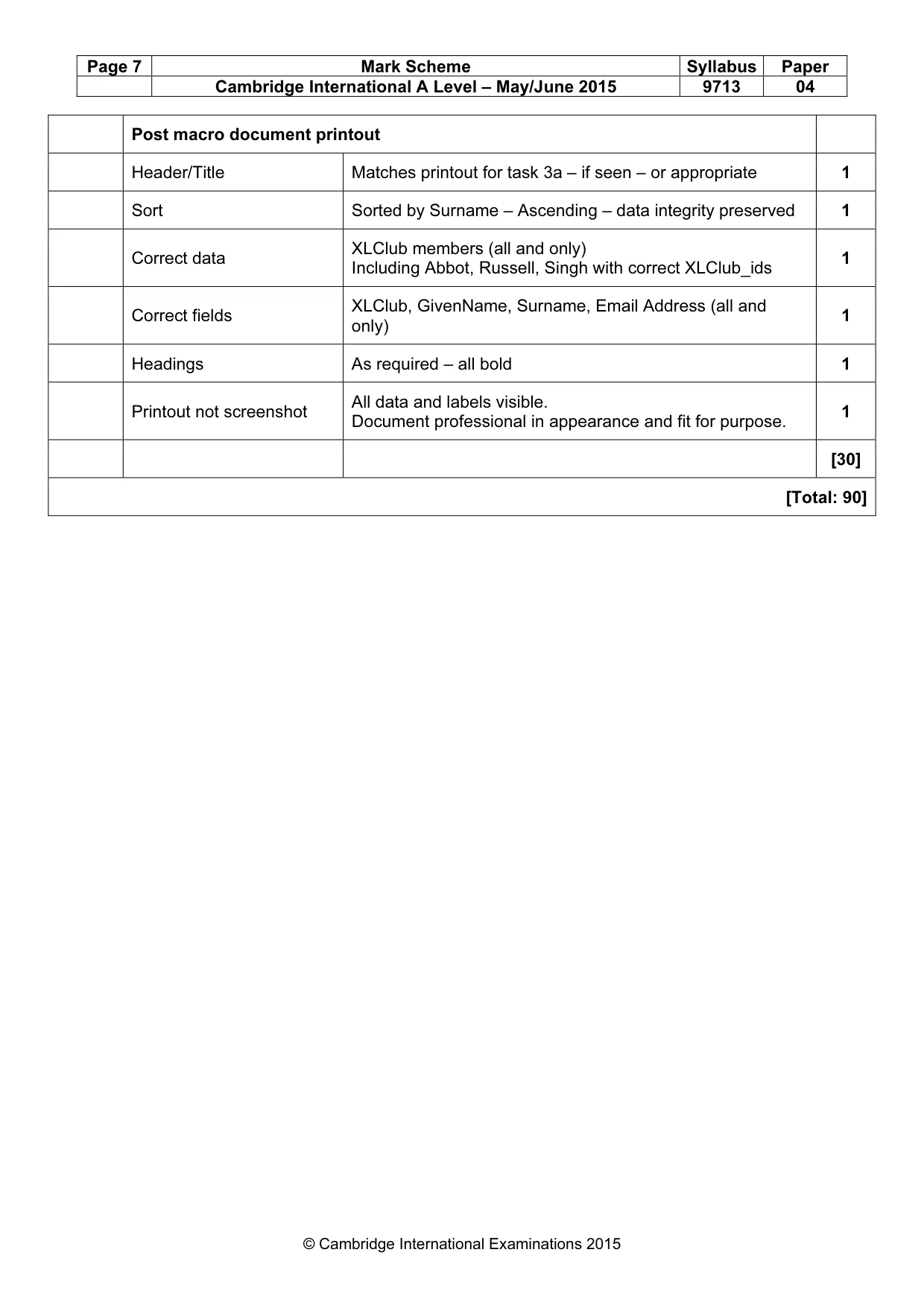 Mark scheme, page 7 of 7