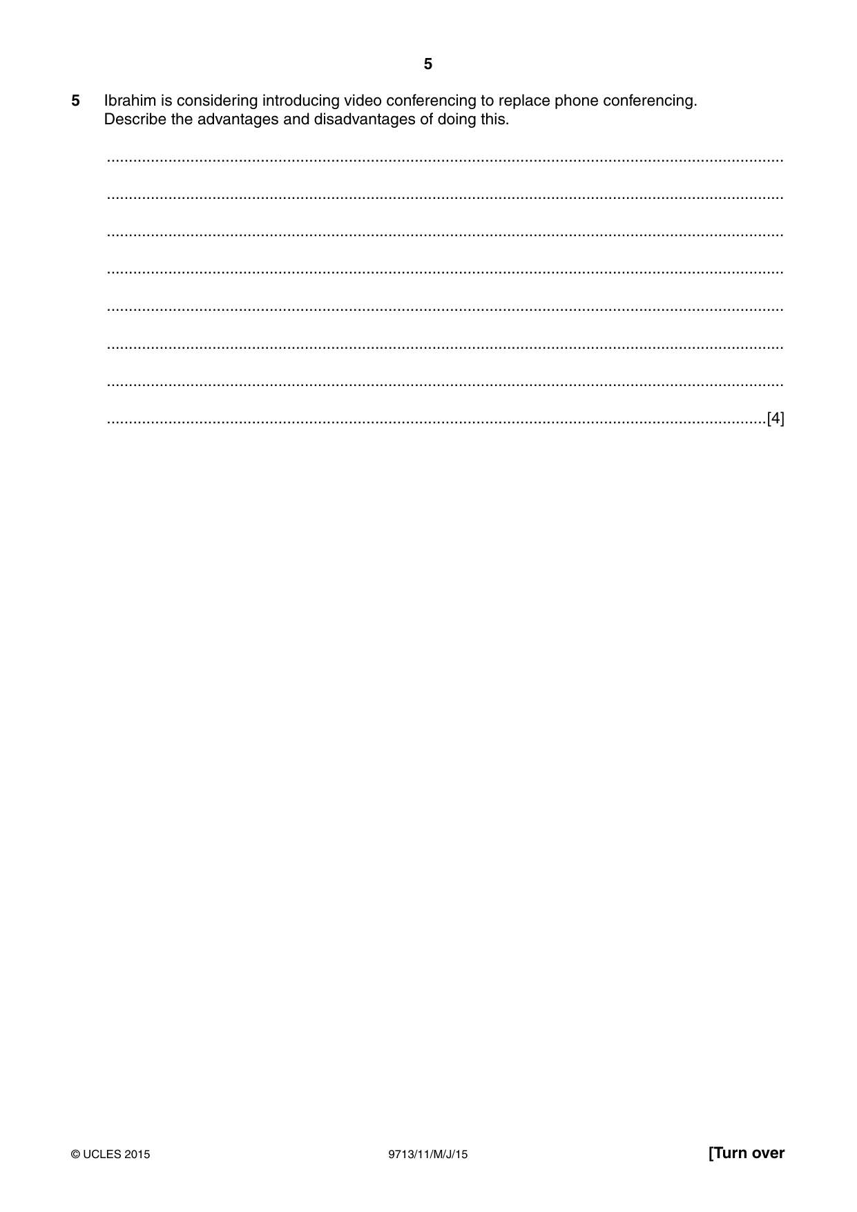 Cambridge A Level Applied Information and Communication Technology 9713 2015 May/June Paper 1 · Variant 1 question paper, page 5 of 16