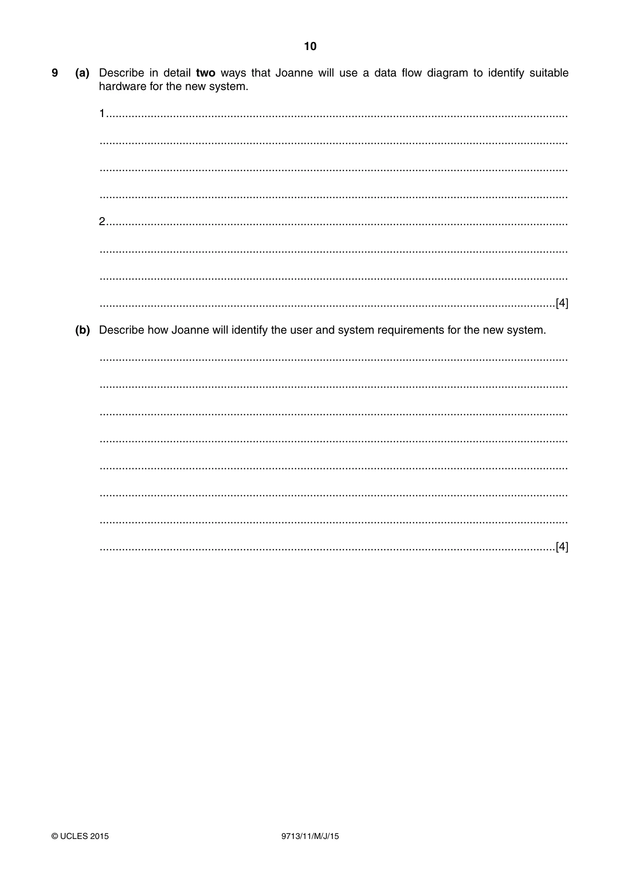 Cambridge A Level Applied Information and Communication Technology 9713 2015 May/June Paper 1 · Variant 1 question paper, page 10 of 16