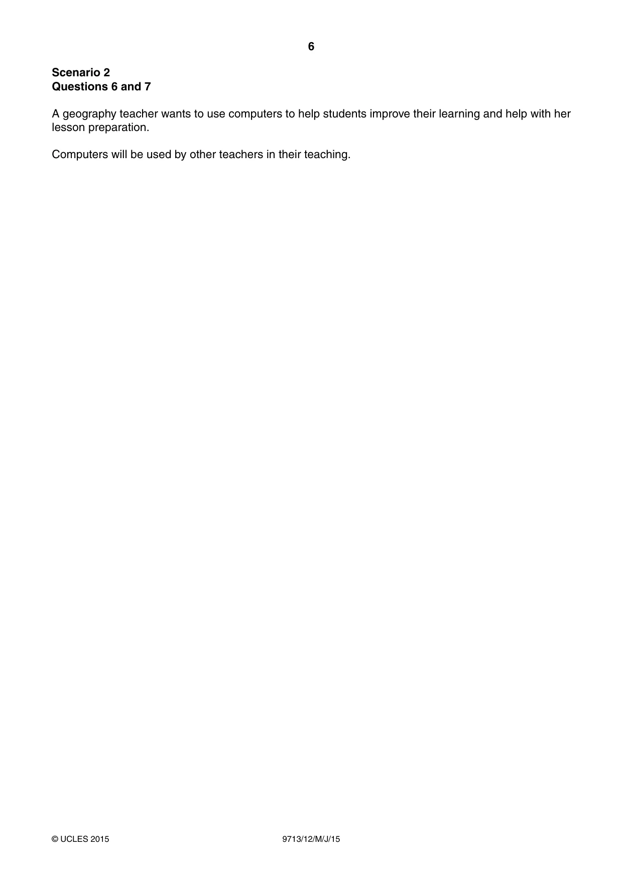 Cambridge A Level Applied Information and Communication Technology 9713 2015 May/June Paper 1 · Variant 2 question paper, page 6 of 16