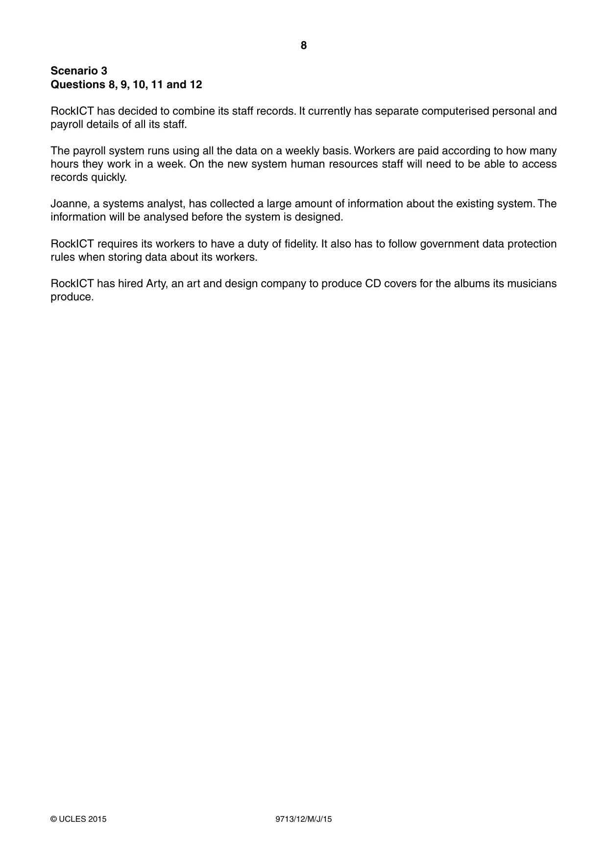 Cambridge A Level Applied Information and Communication Technology 9713 2015 May/June Paper 1 · Variant 2 question paper, page 8 of 16