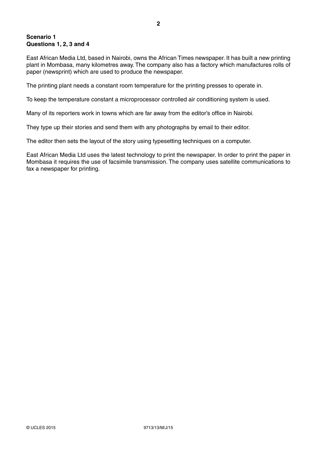 Cambridge A Level Applied Information and Communication Technology 9713 2015 May/June Paper 1 · Variant 3 question paper, page 2 of 16