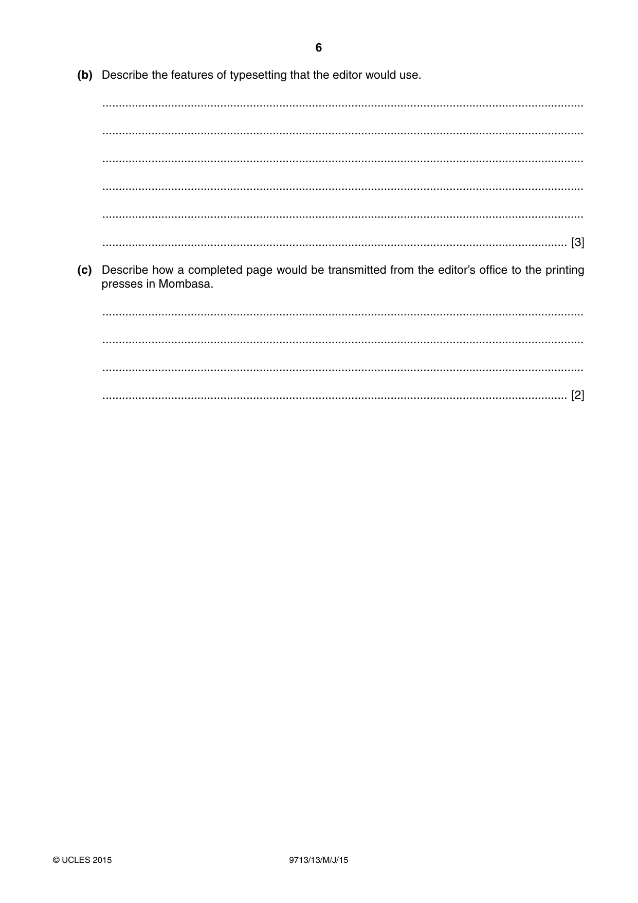 Cambridge A Level Applied Information and Communication Technology 9713 2015 May/June Paper 1 · Variant 3 question paper, page 6 of 16