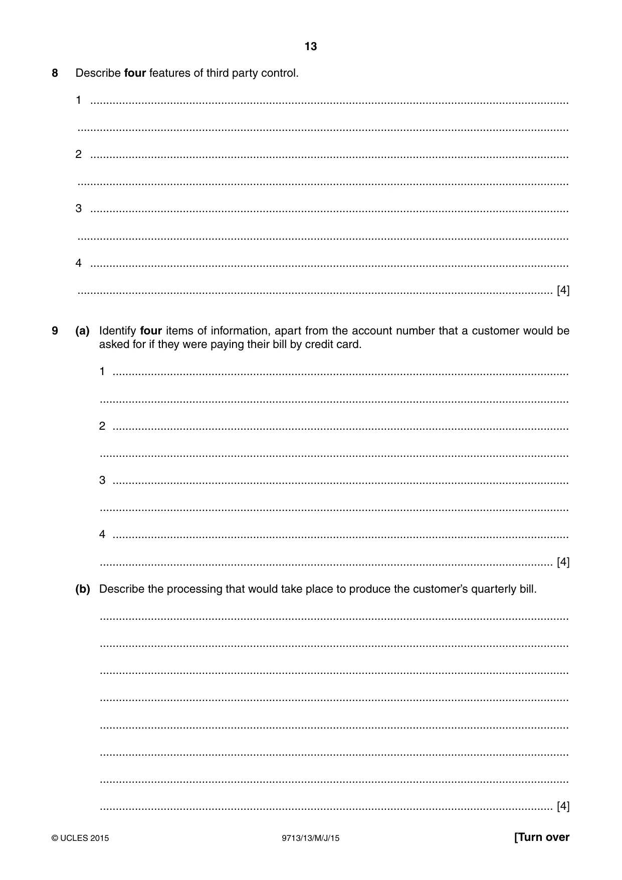 Cambridge A Level Applied Information and Communication Technology 9713 2015 May/June Paper 1 · Variant 3 question paper, page 13 of 16
